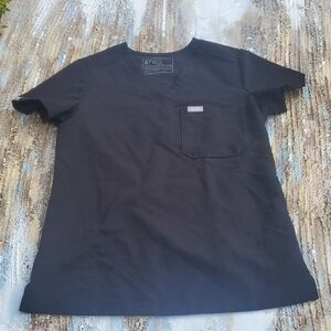 FIGS Medical Scrub Black V-Neck Shirt Sz XXS